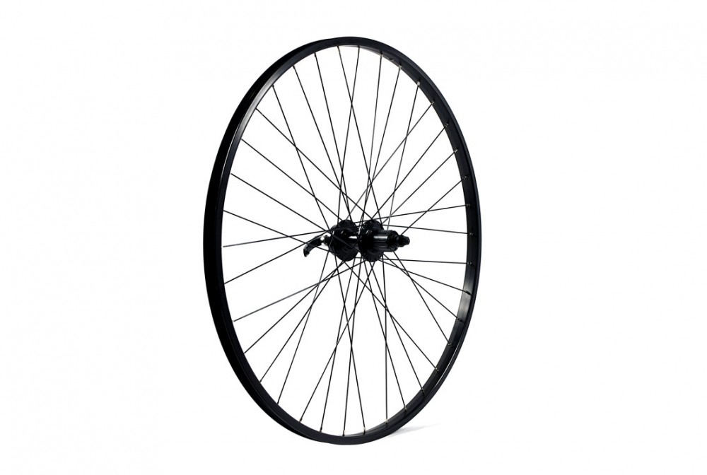 ALLOY 6 BOLT DISC REAR WHEEL 8/9 CASSETTE  D/SKIN QR BLACK 700 x 35