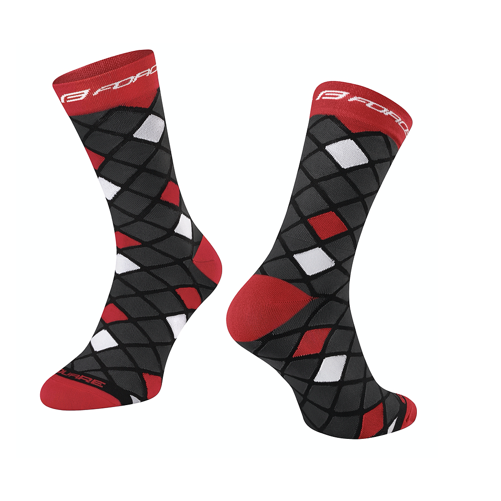 **FORCE SQUARE SOCKS BLACK-RED L-XL/42-46