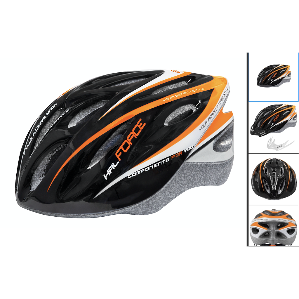 **FORCE HAL HELMET BLACK/ORANGE/WHITE L-XL