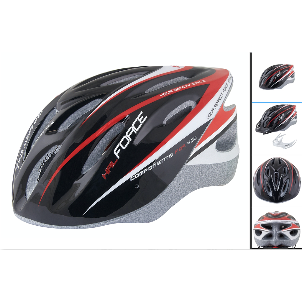 **FORCE HAL HELMET BLACK/RED/WHITE S/M