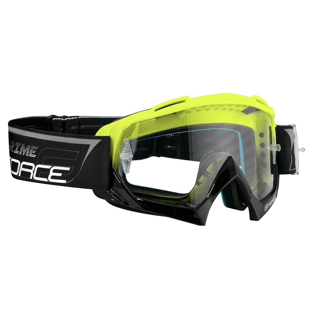 FORCE GRIME DOWNHILL GOGGLES, CLEAR LENS, BLACK-FLUO