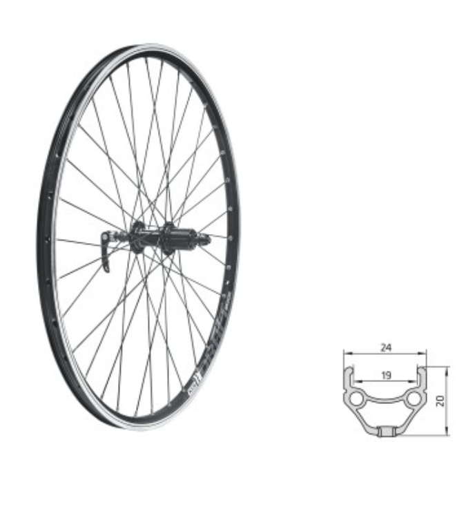 **KELLYS DRAFT REAR WHEEL 8/9 CASSETTE BLACK 26&quot;