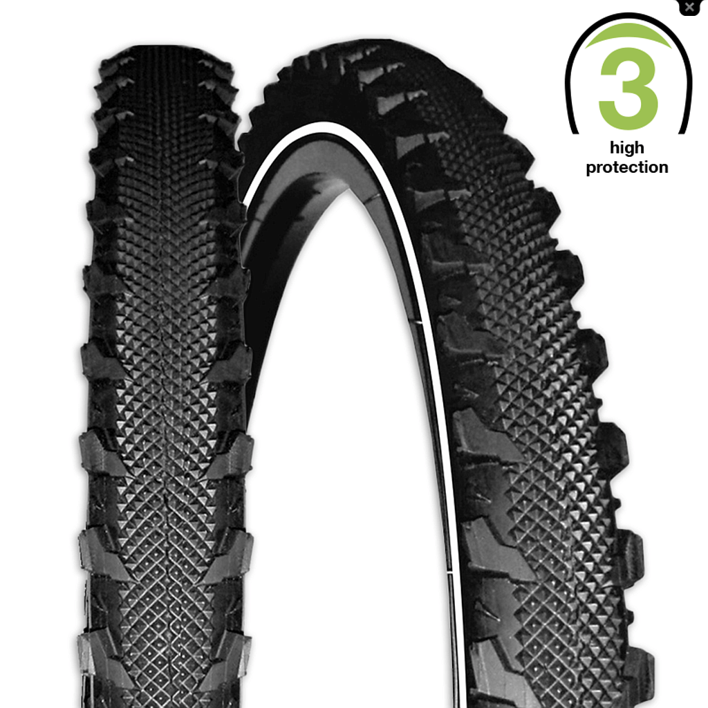 **REXWAY SERPENT TYRE 26 X 1.75 3.5 mm PUNCTURE PROTECTION REFLECTIVE LINE BLACK