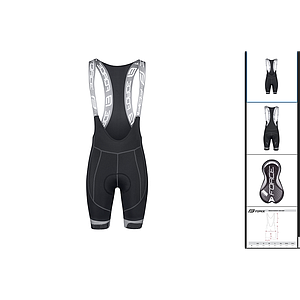 ** FORCE FAME BIBSHORTS  WITH PAD, BLACK-GREY S