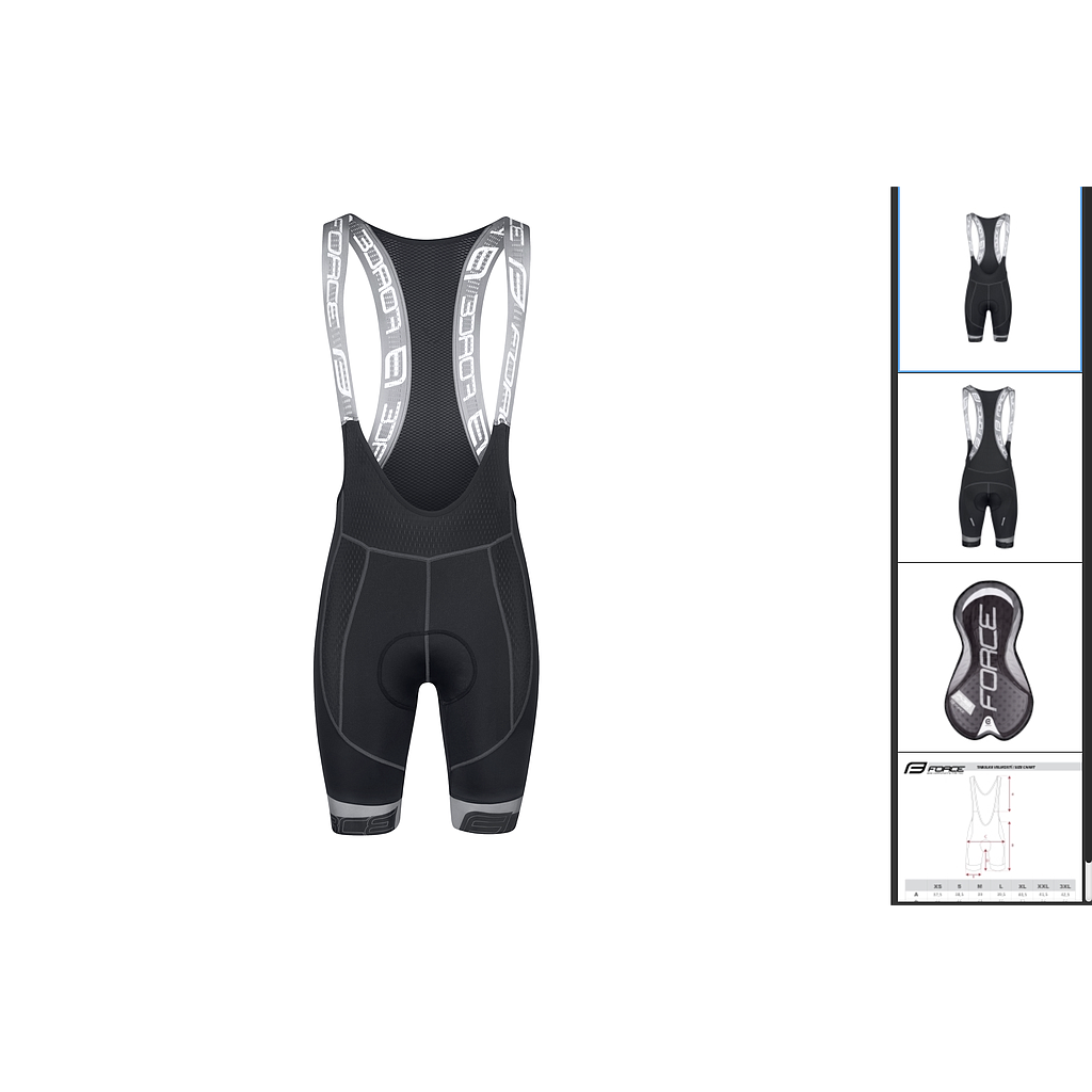 ** FORCE FAME BIBSHORTS  WITH PAD, BLACK-GREY S