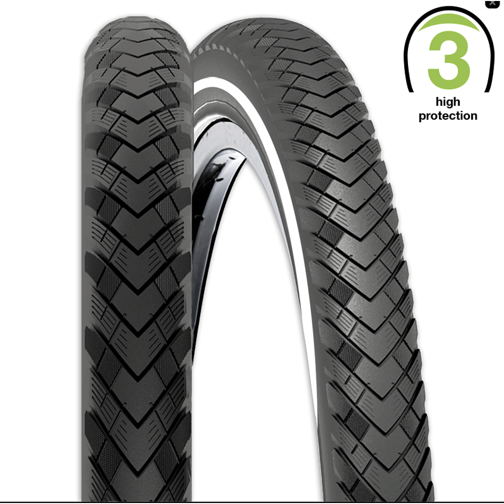 **REXWAY NEW SERPIENTE TYRE 26 X 1.75  3.5mm PUNCTURE PROTECTION REFLECTIVE LINE BLACK