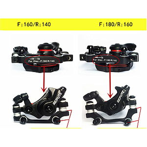 MECHANICAL DISC BRAKE CALIPERS WITH ADAPTORS (PAIR) BLACK