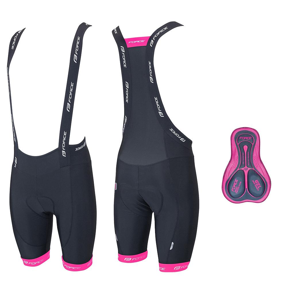 **FORCE B45 GEL BIB SHORTS BLACK-PINK M