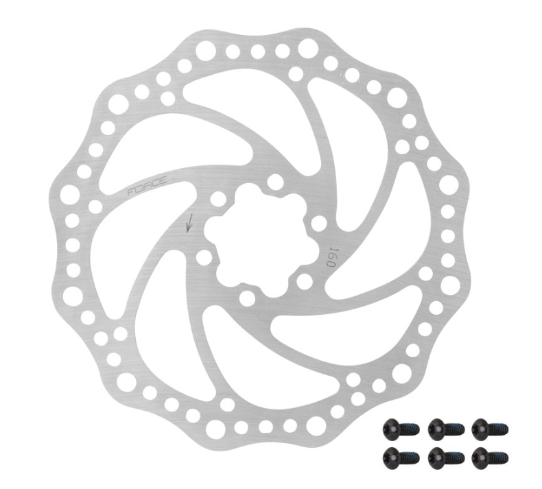 FORCE DISC BRAKE ROTOR 160 mm, 6 HOLES, SILVER