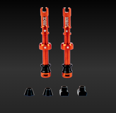 JUICE LUBES TUBELESS VALVE SET ORANGE 65mm