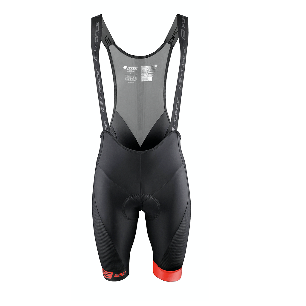 FORCE BIBSHORTS B51 WITH PAD,BLACK-RED M