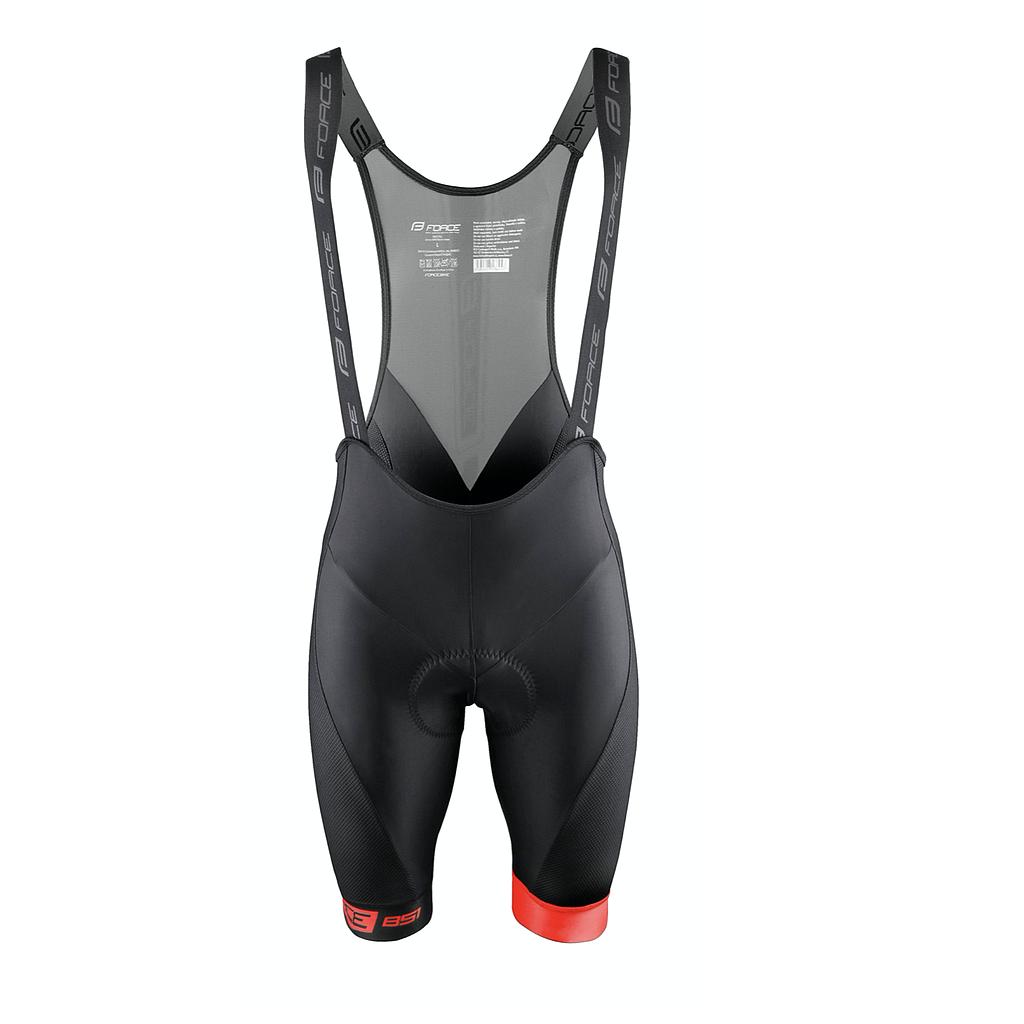 FORCE BIBSHORTS  B51 WITH PAD,BLACK-RED XL