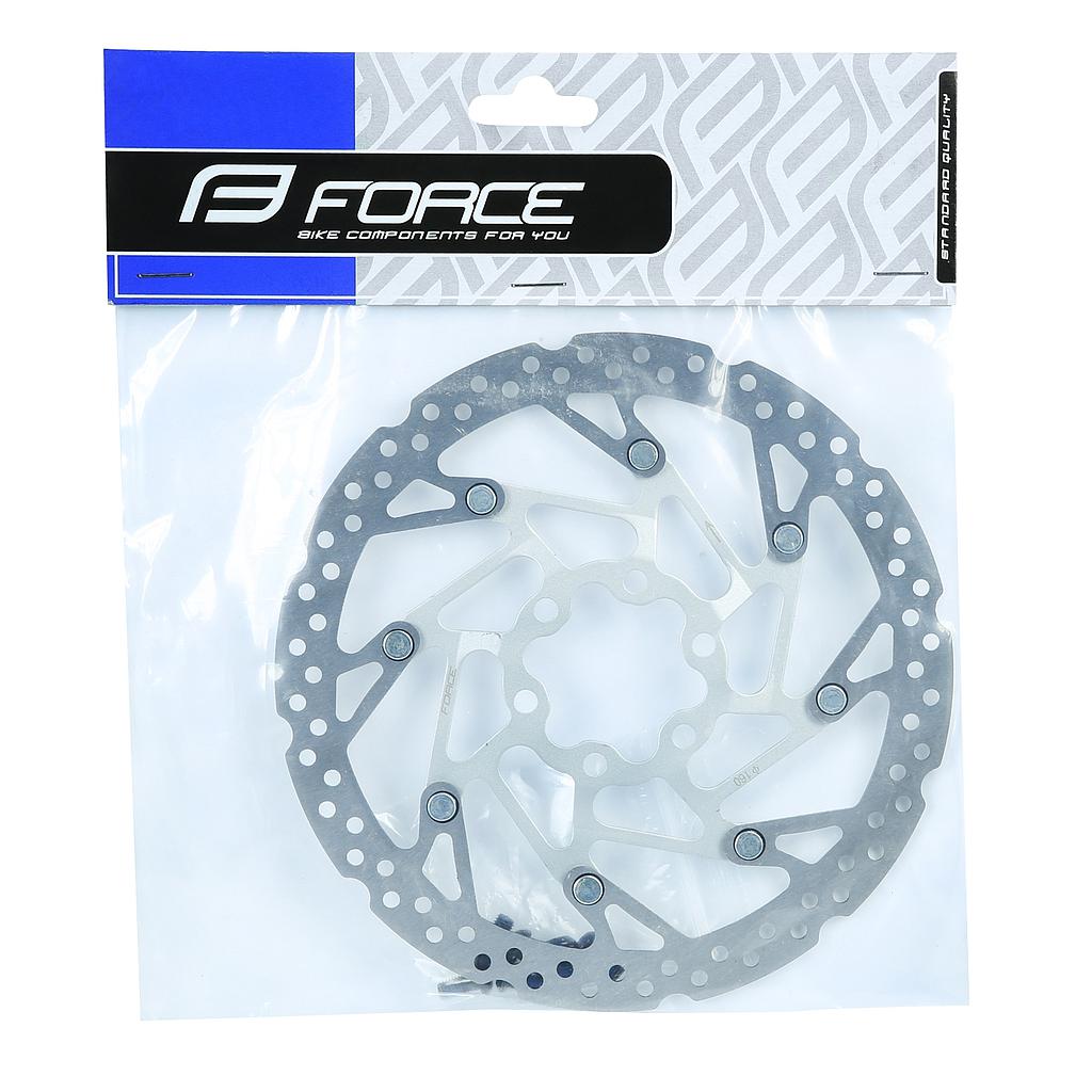 FORCE DISC BRAKE ROTOR -5 160 MM, 6HOLES, SILVER